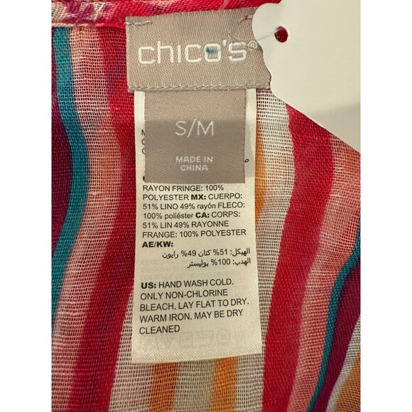 Chico's Kimono Cardigan With Fringe Hem Open Front - Size S/M - Picture 7 of 9